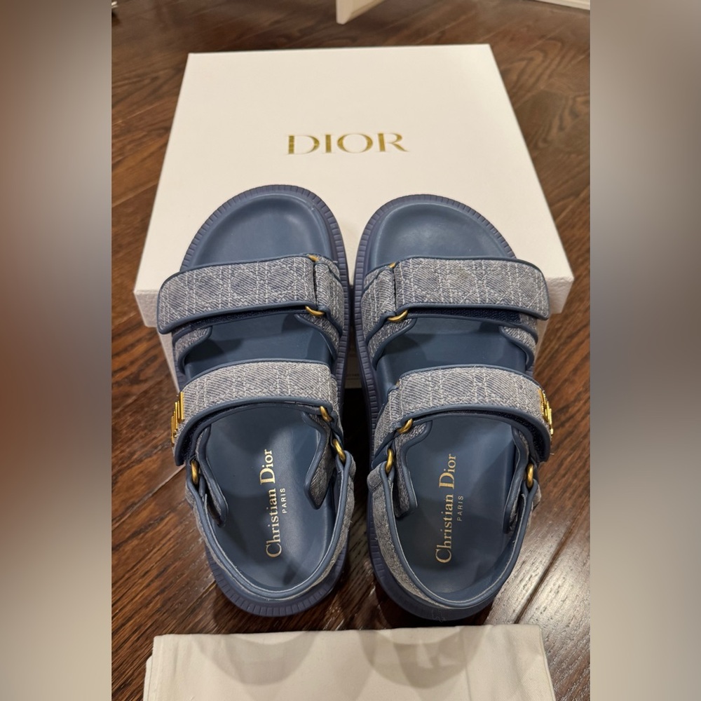 DiorAct Blud Cannage Denim Sandals 36.5